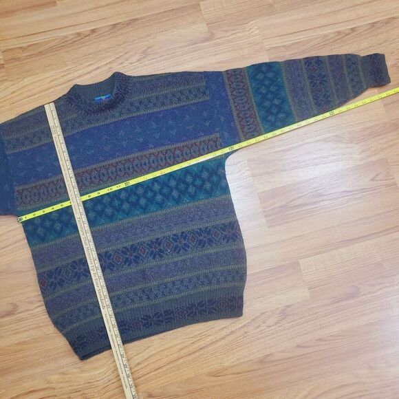 VINTAGE WoodWard Italy Wool Mohair Sweater Size Large Mixed color/print Grandpa - Picture 7 of 9